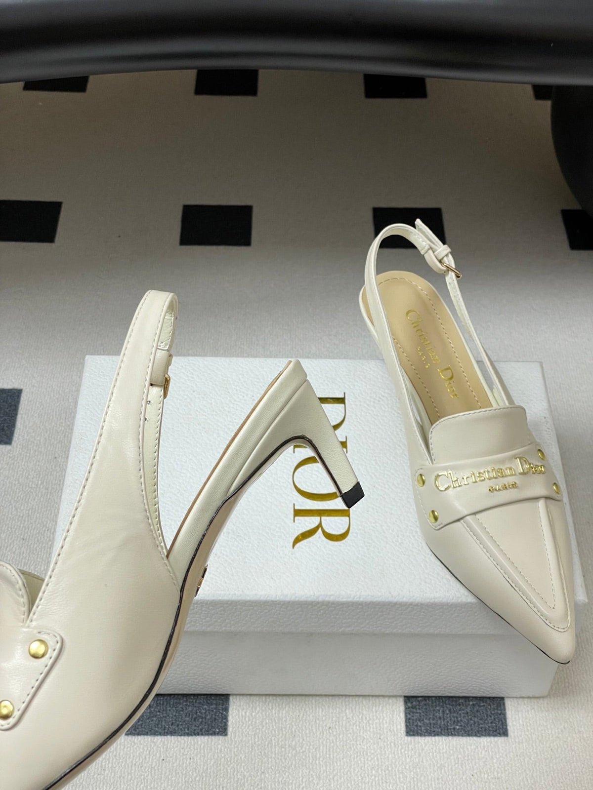 CD Boy Slingback Pump 50mm White Sheepskin 525833