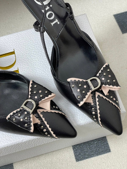 CD 26 Pointed Toe Slingback Black Sheepskin 632583