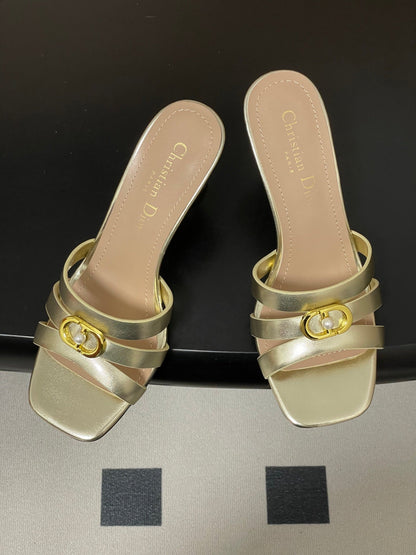 CD 26 High-Heeled Sandals 80mm Gold Metallic Cowhide 632584