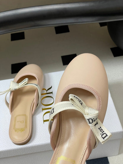 CD J'Adior Mules Light Blue Beige Leather Suede 834934