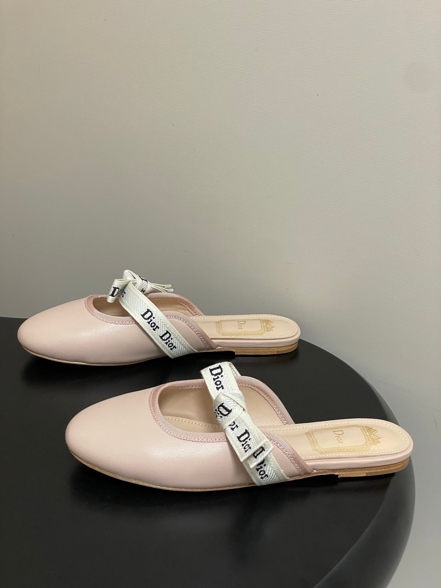 CD J'Adior Mules Light Blue Beige Leather Suede 834934