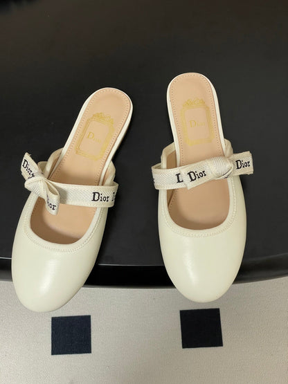 CD J'Adior Mules Cream Beige Leather 834935