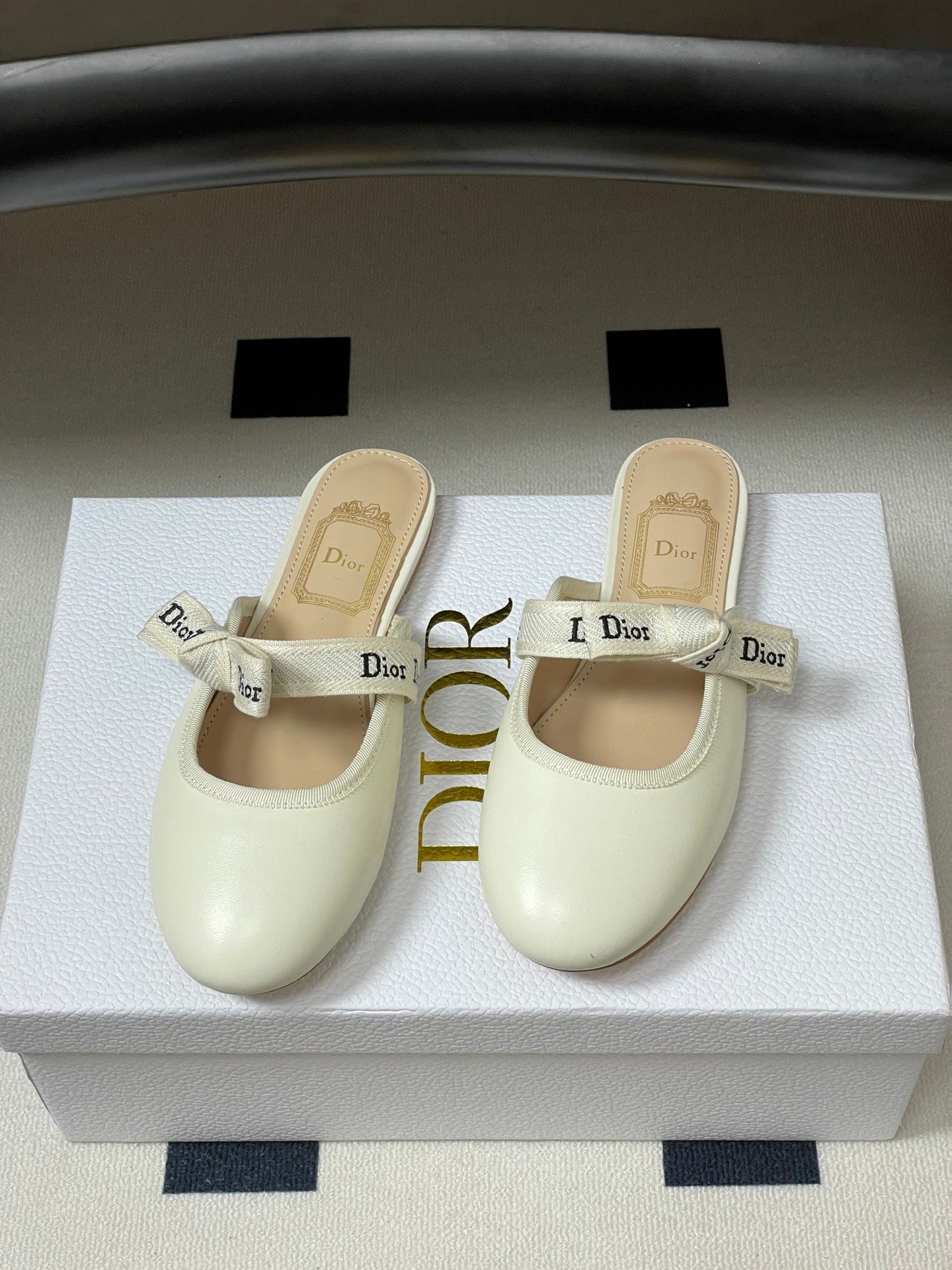 CD J'Adior Mules Cream Beige Leather 834935