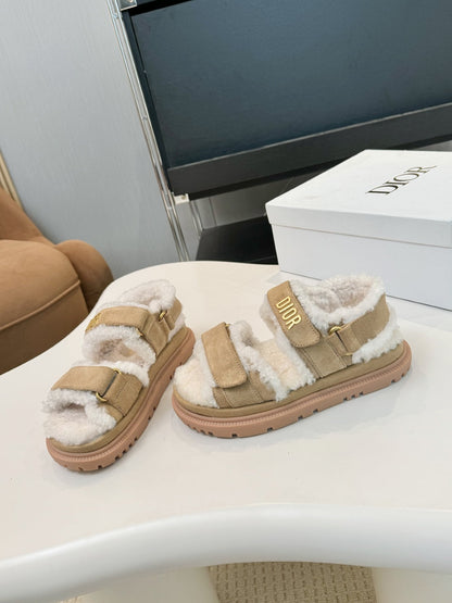CD Dioract Sandal Beige Suede Wool 529373