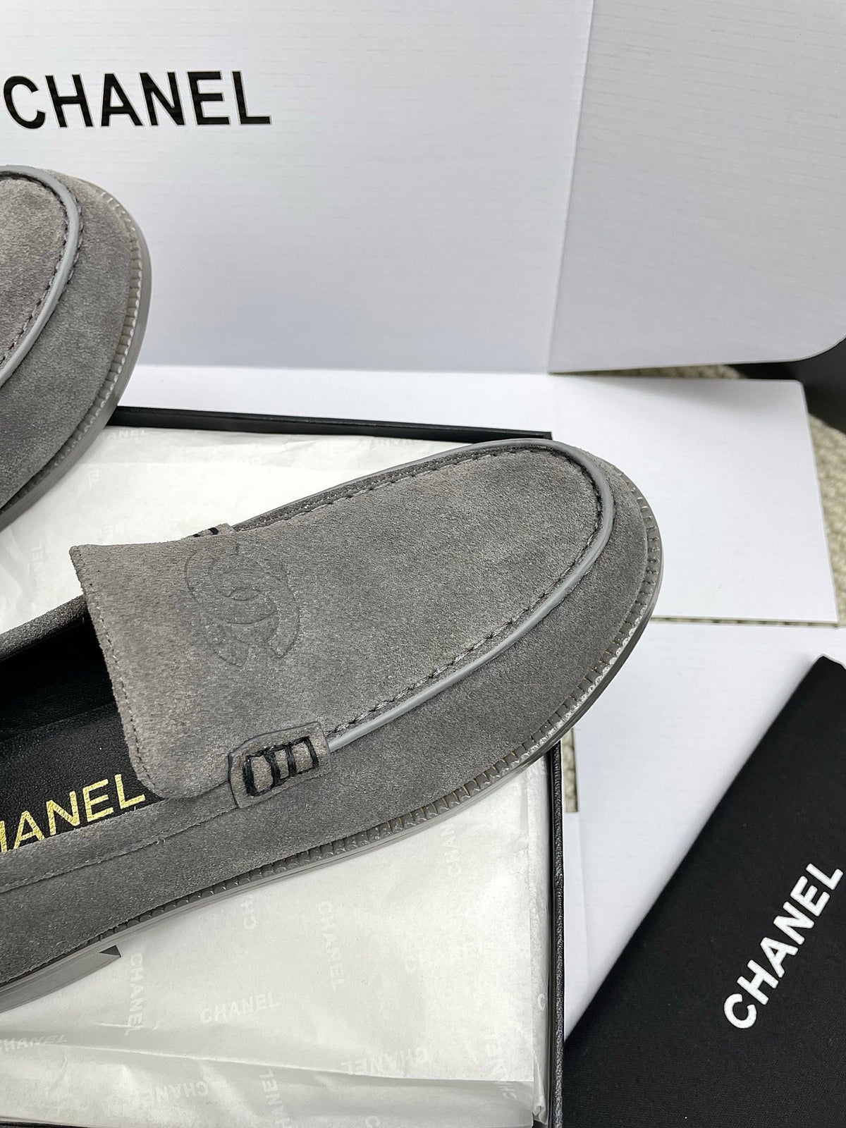 CC 26s Double C Loafers Gray Suede 645305
