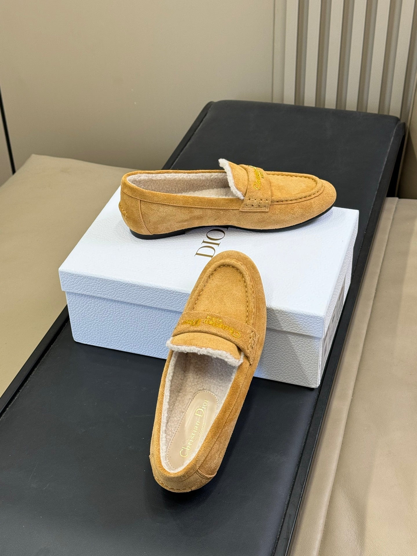 CD Alps Dior Boy Loafer Amber Gold Suede Wool 561811