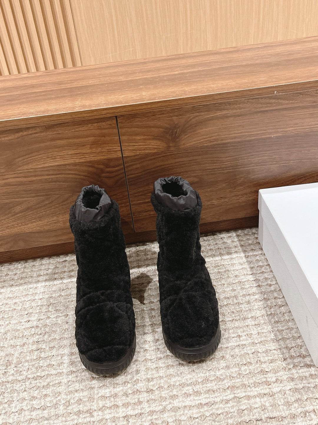 CD Ankle Boots Black Fleece And Windbreaker Fabric