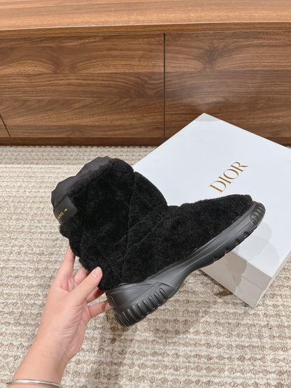 CD Ankle Boots Black Fleece And Windbreaker Fabric