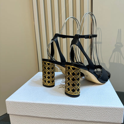 CD Icon Heeled Sandal 95mm Black Calfskin