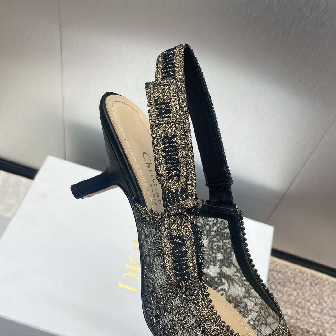 cd slingback pump 65 transparent mesh embroidered black sun motif