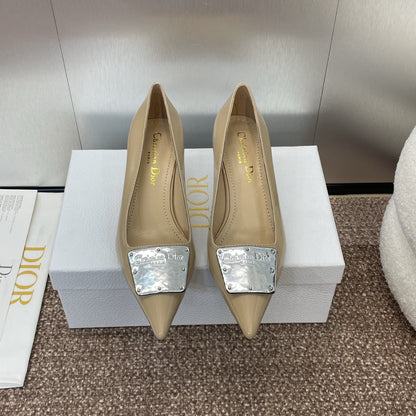 CD Pumps 65mm Glossy Beige Cowhide