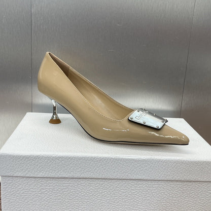 CD Pumps 65mm Glossy Beige Cowhide
