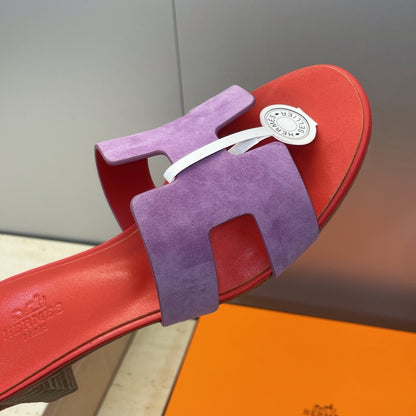 HM 26ss  Oran Sandals 45 Red Purple Suede Cowhide 607214