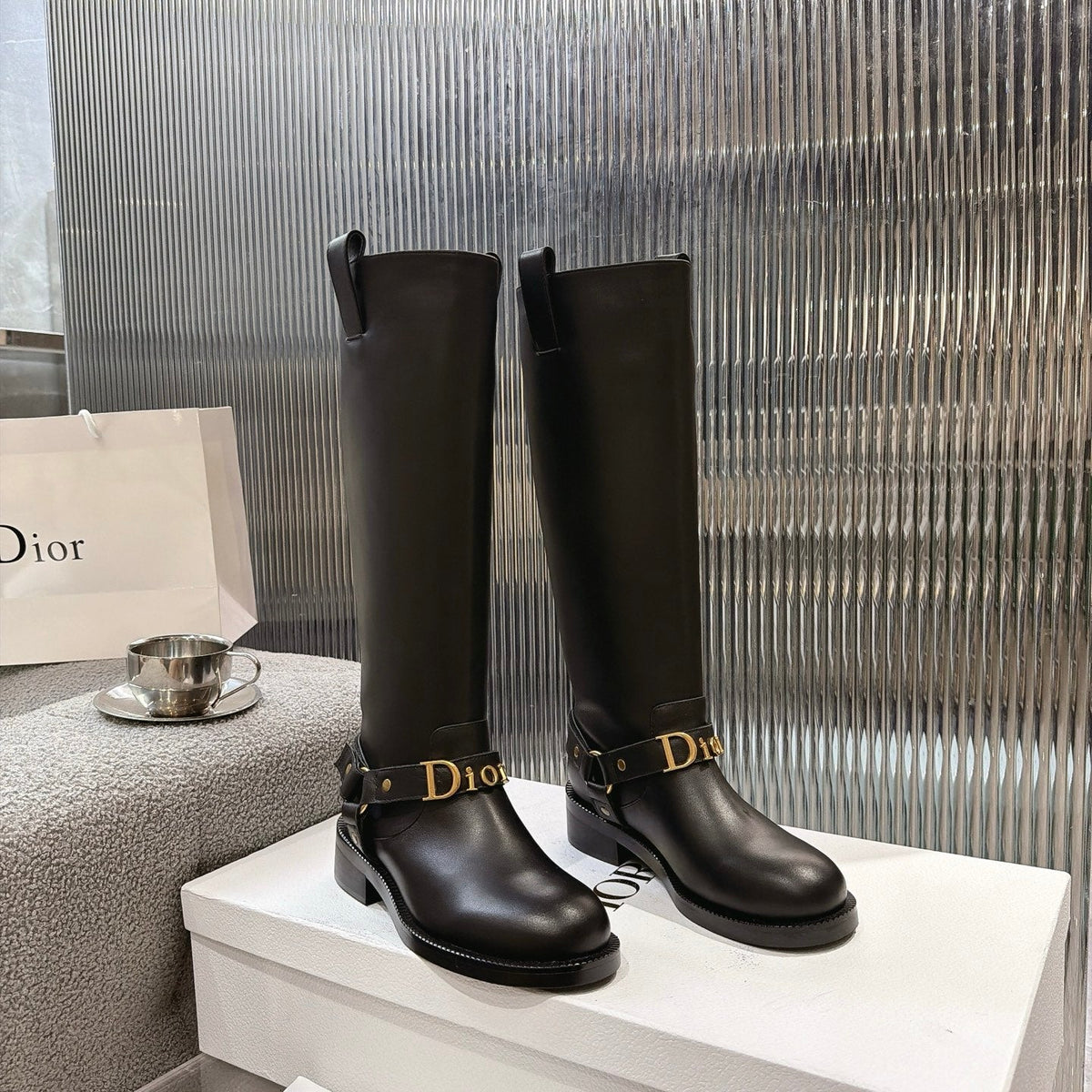 CD 26s Bolt Long Boot Black Calfskin 924107