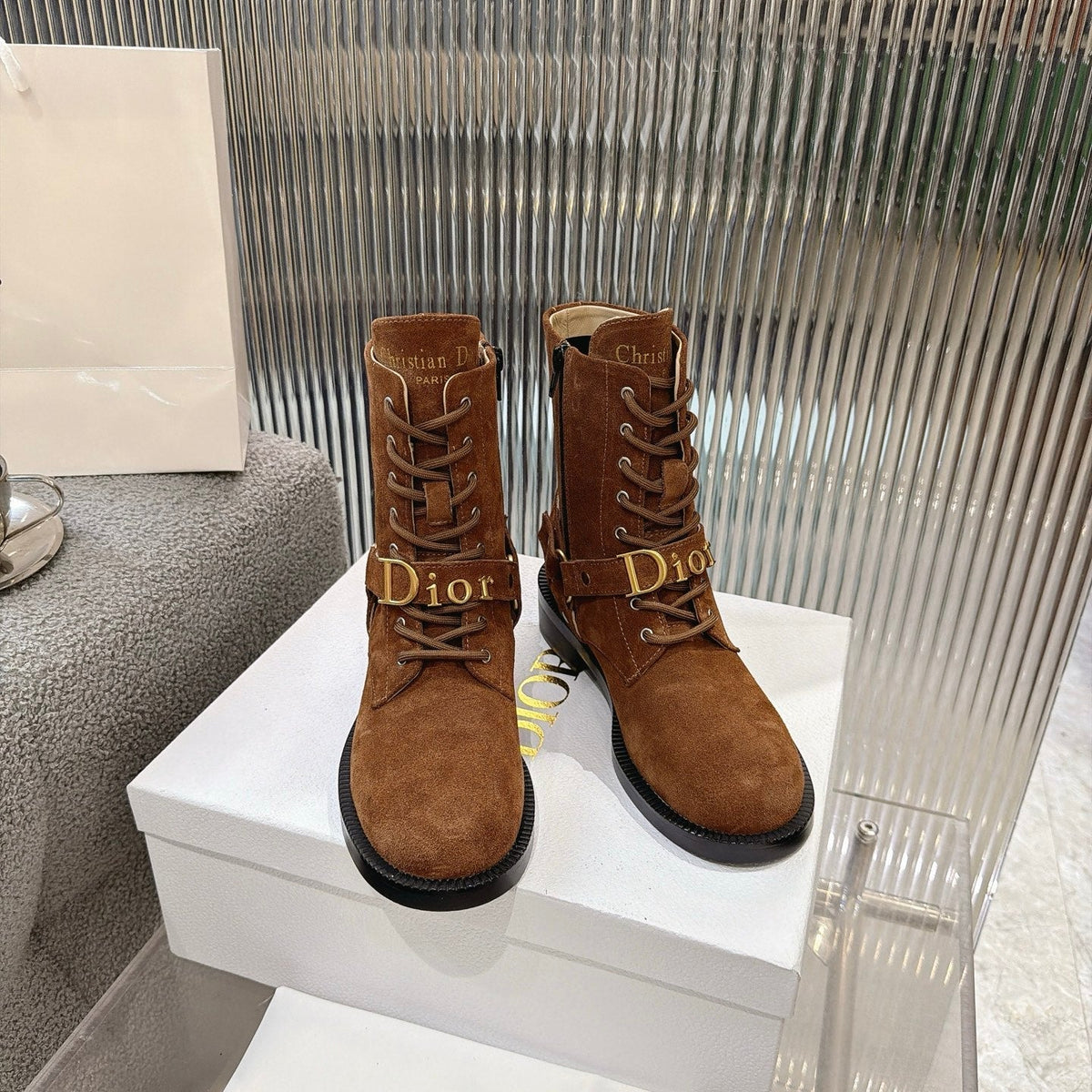CD 26s Lace-Up Knee- Ankle Boots Brown Suede 924102