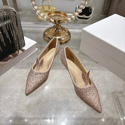 CD 26 Pump 35mm Beige Full Diamond Sheepskin 592201