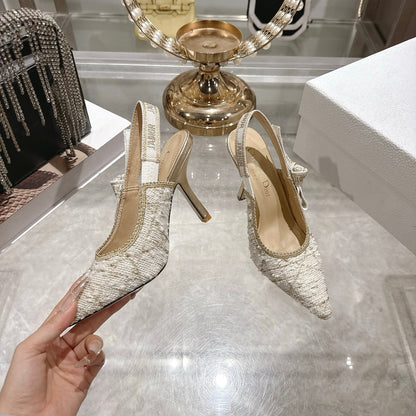 CD 26 Slingback 85mm Light Cream Gold Tweed 592230