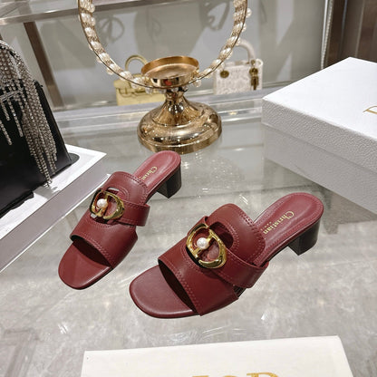 CD 26 Chunky Heel Sandals 35mm   Burgundy Leather 592268
