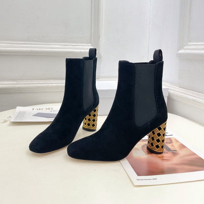 CD Icon Heeled Ankle Boot 80mm Black Suede