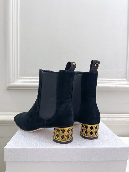 CD Icon Heeled Ankle Boot 40mm Black Suede