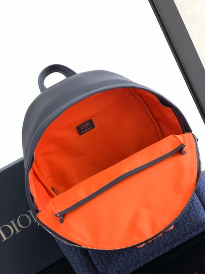 Dior Rider 2.0 Zipper Backpack Navy Blue Cowhide 336223