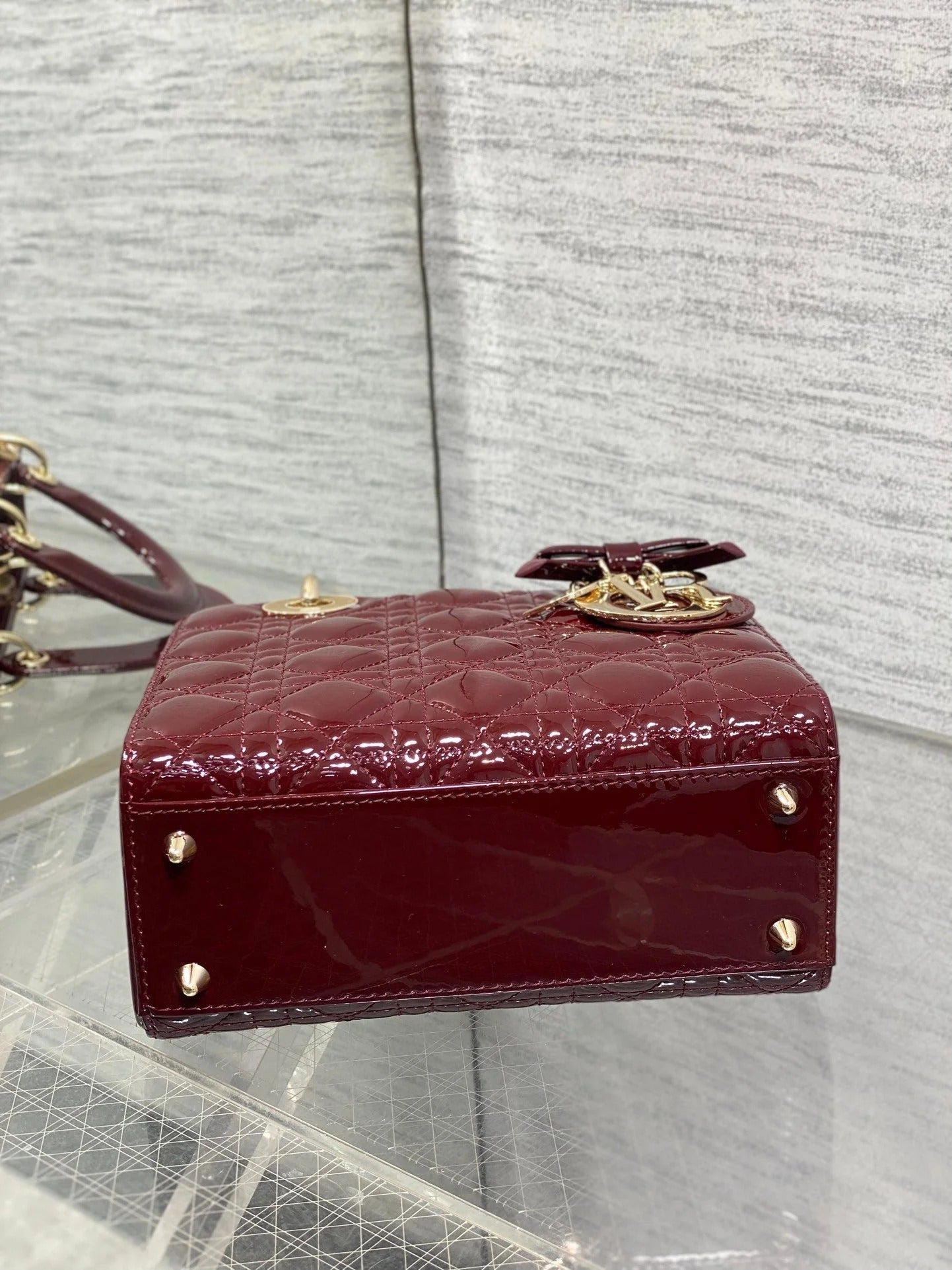 CD 2026 Bow Lady Dior 20cm Red Patent Leather 289215