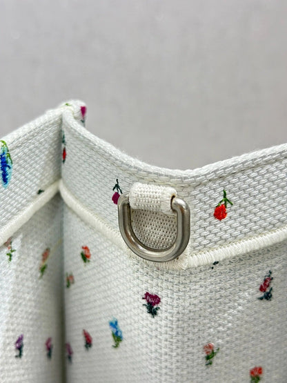 Dior 2026 Book Tote Bag White Multicolor Revolution Flowers Embroidery Canvas 288406