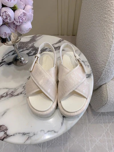 CD 26s Platform Sandals 65 Light Pink Canvas Lambskin 644287